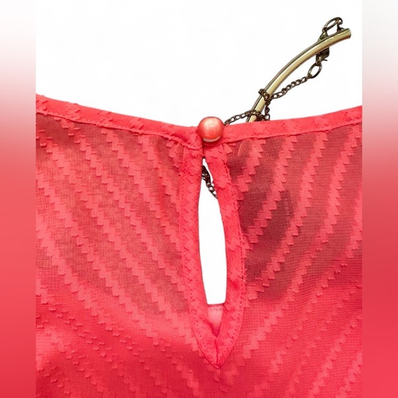 BCX Coral Pink Sleeveless Blouse Clip On Necklace - Picture 5 of 6